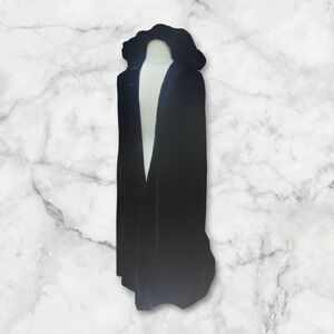 Vintage full length black velvet hooded cloak robe